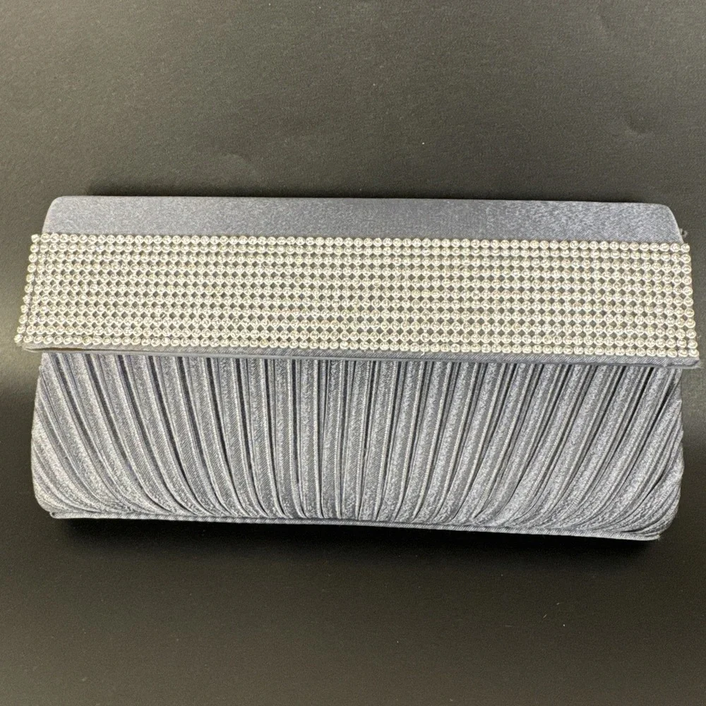 Women's‎ Clutch Purse Gray Clitter Sequence Elegant Evening Wedding Prom Party